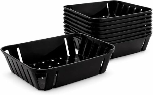 [10 Pack] Black Plastic Food Baskets, Rectangular 7.9 x 10.4 x 2.5 Inch, Reusable Fast Food Serving Baskets for Fries, Burgers, Restaurants, Food Trucks & Cafes in Saudi Arabia