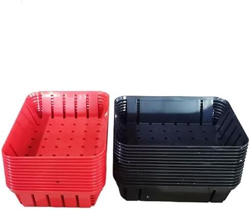 [10 Pack] Black Plastic Food Baskets, Rectangular 7.9 x 10.4 x 2.5 Inch, Reusable Fast Food Serving Baskets for Fries, Burgers, Restaurants, Food Trucks & Cafes in Saudi Arabia