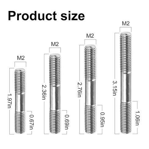 20Pcs M6 Double Ended Threaded Stud Bolts, 304 Stainless Steel Dual Threaded Rod Bolts (5Pcs Each: M6x50mm, M6x60mm, M6x70mm, M6x80mm), Heavy Duty Double Headed Screws for Machinery, Furniture in Kuwait