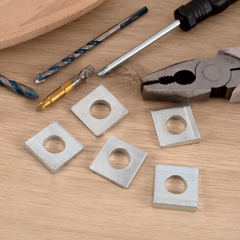 6 قطع 1/2 بوصة غسالات مربعة مشطوفة، 1-1/8 بوصة × 1-1/8 بوصة من الصلب الكربوني المجلفن على شكل إسفين بسُمك 2 مم إلى 6.6 مم، حشوات معدنية للتسوية (فضي) in Kuwait