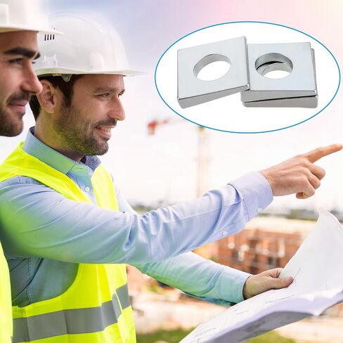 6 قطع 1/2 بوصة غسالات مربعة مشطوفة، 1-1/8 بوصة × 1-1/8 بوصة من الصلب الكربوني المجلفن على شكل إسفين بسُمك 2 مم إلى 6.6 مم، حشوات معدنية للتسوية (فضي) in Kuwait