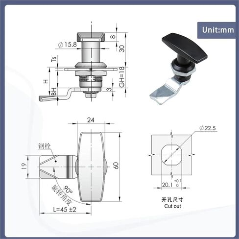 Zinc Alloy Rotating Tongue Lock Hardware Equipment 1Pcs in Saudi Arabia