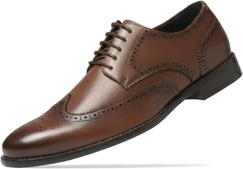HEEZ Men's Dress Shoes Genuine Leather, Wingtip Oxford for Men Non Slip, Lace up Plain Toe Derby Dress Shoes for Formal, Business, Wedding, Office in Saudi Arabia
