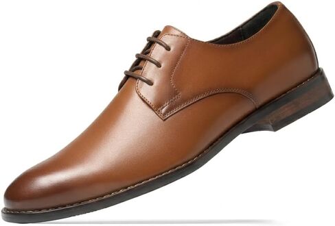 HEEZ Men's Dress Shoes Genuine Leather, Wingtip Oxford for Men Non Slip, Lace up Plain Toe Derby Dress Shoes for Formal, Business, Wedding, Office in Saudi Arabia
