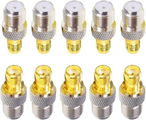 S M A Female to F Type Female Straight RF Coaxial Adapter F Connector to S M A Convertor Gold Tone 10Pcs in Saudi Arabia