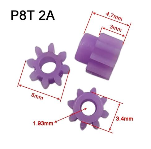 Steel Heavy Duty Motor Pinion Gear 10pcs 82A 0.5M Pinion 8 Teeth OD=5mm Plastic Gear Motor Parts P8T2A in Kuwait