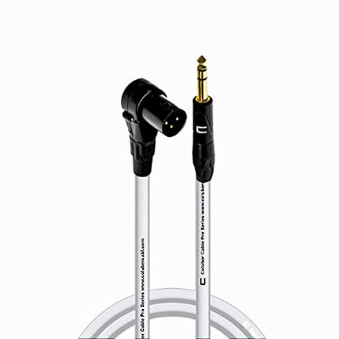 كابل COLUBER ذو الزاوية اليمنى XLR ذكر إلى 1/4 بوصة TRS ذكر - 6 أقدام - أبيض - موصل ميكروفون احترافي ثلاثي السنون لمكبرات الصوت التي تعمل بالطاقة، واجهة الصوت أو الخلاط للأداء المباشر والتسجيل in Kuwait