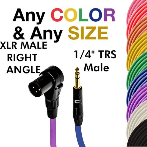 كابل COLUBER ذو الزاوية اليمنى XLR ذكر إلى 1/4 بوصة TRS ذكر - 6 أقدام - أبيض - موصل ميكروفون احترافي ثلاثي السنون لمكبرات الصوت التي تعمل بالطاقة، واجهة الصوت أو الخلاط للأداء المباشر والتسجيل in Kuwait
