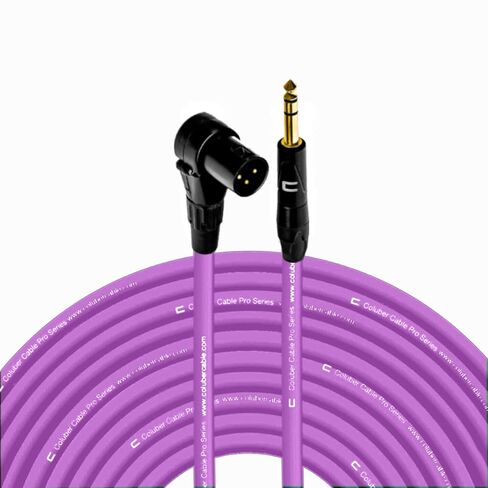 كابل COLUBER ذو الزاوية اليمنى XLR ذكر إلى 1/4 بوصة TRS ذكر - 6 أقدام - أبيض - موصل ميكروفون احترافي ثلاثي السنون لمكبرات الصوت التي تعمل بالطاقة، واجهة الصوت أو الخلاط للأداء المباشر والتسجيل in Kuwait