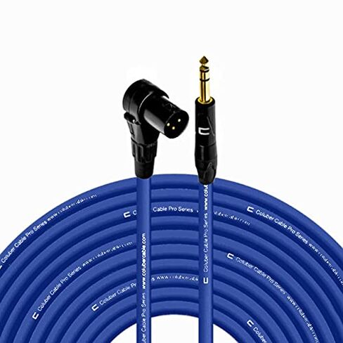 كابل COLUBER ذو الزاوية اليمنى XLR ذكر إلى 1/4 بوصة TRS ذكر - 6 أقدام - أبيض - موصل ميكروفون احترافي ثلاثي السنون لمكبرات الصوت التي تعمل بالطاقة، واجهة الصوت أو الخلاط للأداء المباشر والتسجيل in Kuwait