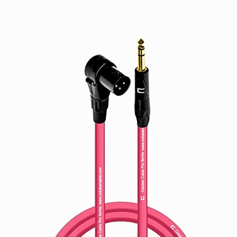 كابل COLUBER ذو الزاوية اليمنى XLR ذكر إلى 1/4 بوصة TRS ذكر - 6 أقدام - أبيض - موصل ميكروفون احترافي ثلاثي السنون لمكبرات الصوت التي تعمل بالطاقة، واجهة الصوت أو الخلاط للأداء المباشر والتسجيل in Kuwait