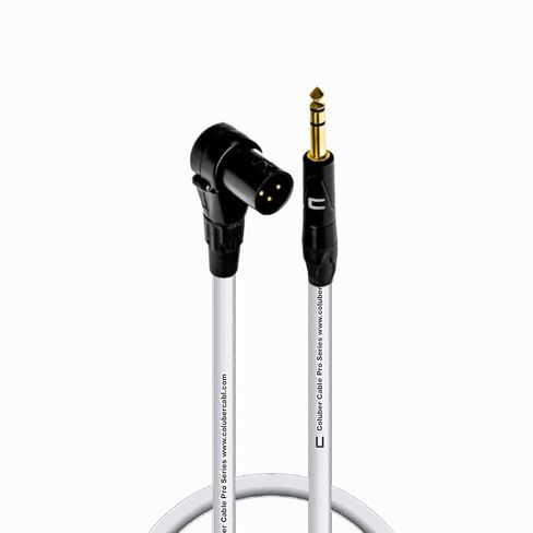 كابل COLUBER ذو الزاوية اليمنى XLR ذكر إلى 1/4 بوصة TRS ذكر - 6 أقدام - أبيض - موصل ميكروفون احترافي ثلاثي السنون لمكبرات الصوت التي تعمل بالطاقة، واجهة الصوت أو الخلاط للأداء المباشر والتسجيل in Kuwait