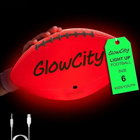 كرة القدم المتوهجة في الظلام من GlowCity - مقاس 3/6 هدايا كرة مضيئة للأطفال والمراهقين والكبار - كرة قدم مشرقة للألعاب الليلية في الهواء الطلق - أفكار هدايا عيد ميلاد رياضية للأولاد الذين تتراوح أعمارهم بين 6 7 8 9 10 11 12 13 14 in Kuwait