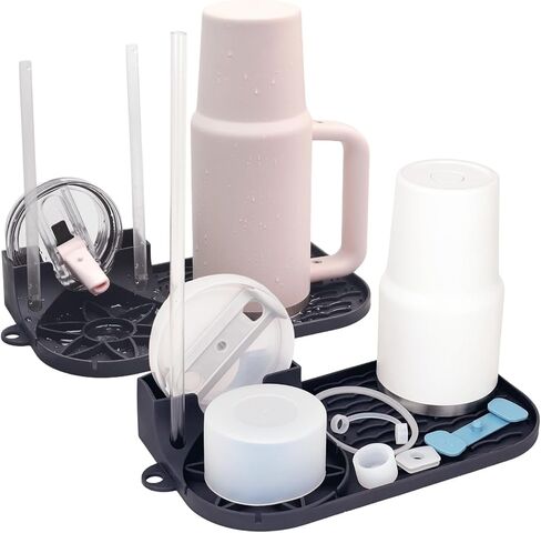 Bottle Drying Rack for Stanley,Water Bottle Drain Pad for Owala Thermos Cups ，Space Saving Drainer Stand Mat ，Silicone Kitchen Counter Racks， Small Tumbler Drainer (1p Gray) in Saudi Arabia