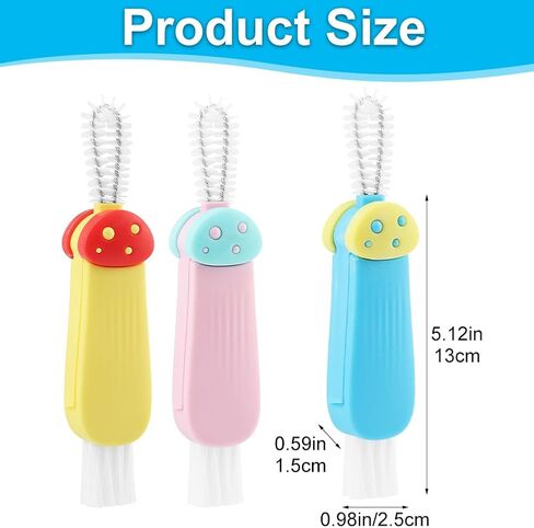 3 in 1 Multifunctional Lid Gap Cleaning Brush Set - Cup, Bottle, Sport Water Bottle (Pink, Yellow, Blue) in Saudi Arabia