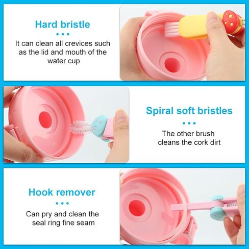 3 in 1 Multifunctional Lid Gap Cleaning Brush Set - Cup, Bottle, Sport Water Bottle (Pink, Yellow, Blue) in Saudi Arabia