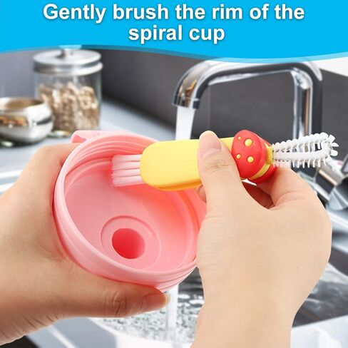 3 in 1 Multifunctional Lid Gap Cleaning Brush Set - Cup, Bottle, Sport Water Bottle (Pink, Yellow, Blue) in Saudi Arabia