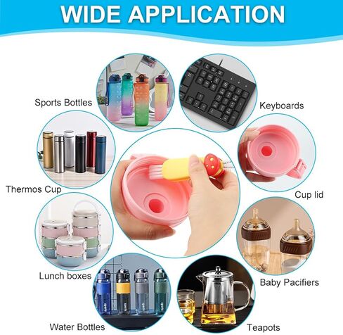 3 in 1 Multifunctional Lid Gap Cleaning Brush Set - Cup, Bottle, Sport Water Bottle (Pink, Yellow, Blue) in Saudi Arabia