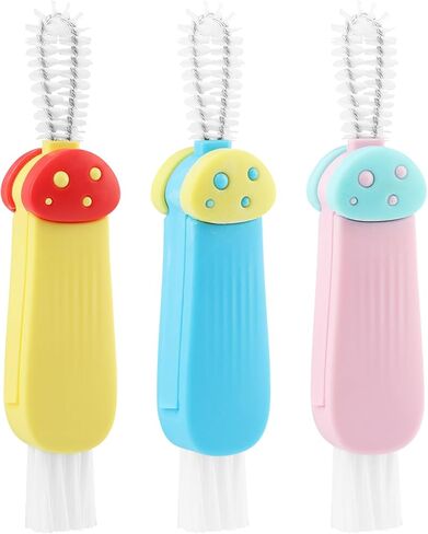 3 in 1 Multifunctional Lid Gap Cleaning Brush Set - Cup, Bottle, Sport Water Bottle (Pink, Yellow, Blue) in Saudi Arabia