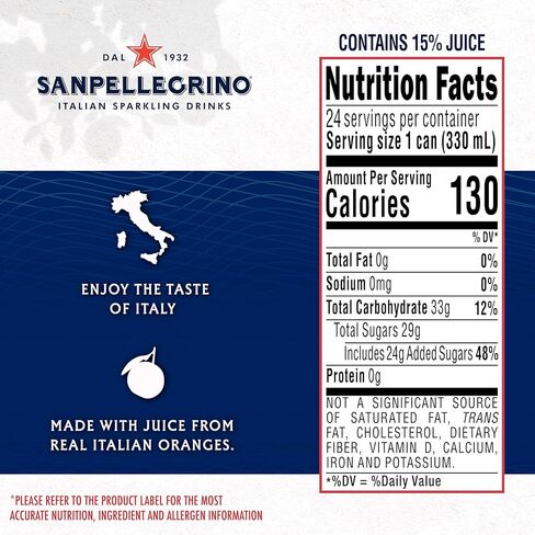 Sanpellegrino Italian Sparkling Drink Aranciata Rossa, Sparkling Orange and Blood Orange Beverage, 11.15 Fl Oz (Pack of 24) in Saudi Arabia