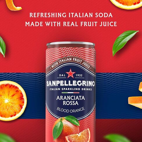 Sanpellegrino Italian Sparkling Drink Aranciata Rossa, Sparkling Orange and Blood Orange Beverage, 11.15 Fl Oz (Pack of 24) in Saudi Arabia