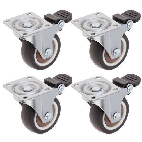 1.5 Inch Rigid Fixed Caster Wheels Set of 4,Non Swivel Low Profile Wheels for Furniture, No Noise Mini Rubber Casters for Small Furniture, Worktables in Saudi Arabia