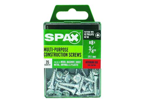 SPAX No. 8 x 3/4 in. L Phillips/Square Flat Head Zinc-Plated Steel Multi-Purpose Screw 35 Each in Saudi Arabia