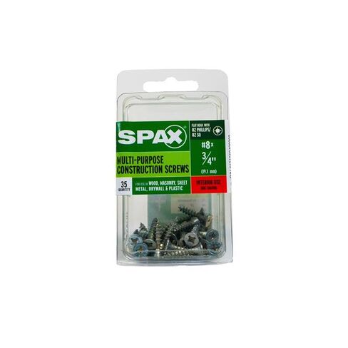 SPAX No. 8 x 3/4 in. L Phillips/Square Flat Head Zinc-Plated Steel Multi-Purpose Screw 35 Each in Saudi Arabia