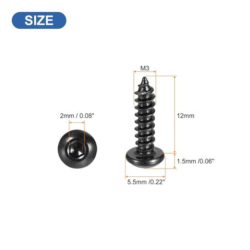 Hex Socket Self Tapping Screws, M3 x 12mm Carbon Steel Wood Screw 50pcs in Saudi Arabia
