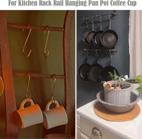 6 عبوات من خطافات النحاس الصلب لتعليق المقالي والأواني وأكواب القهوة والجينز وحقائب المناشف والنباتات في رف المطبخ وخزانة السكك الحديدية وحديقة النوم، وحرفية دائرية، وغير مغناطيسية in Kuwait