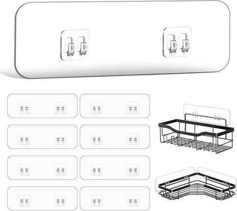 Shower Caddy Adhesive Single Hooks for Replacement, Shower Holder Organizer Self Adhesive Wall Hooks for Bathroom Corner Shelf Basket Soap Dish (Transparent-14Pack 1 Hooks) in Saudi Arabia
