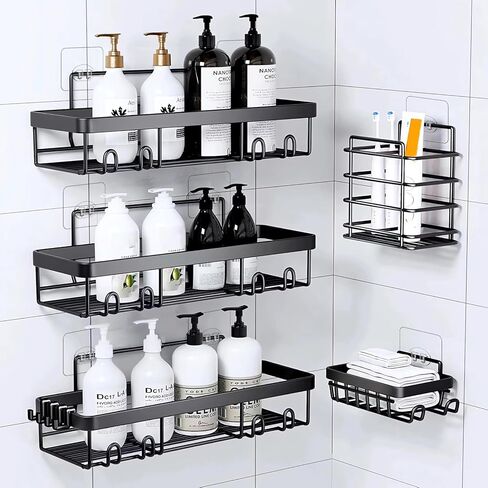Shower Caddy Adhesive Single Hooks for Replacement, Shower Holder Organizer Self Adhesive Wall Hooks for Bathroom Corner Shelf Basket Soap Dish (Transparent-14Pack 1 Hooks) in Saudi Arabia