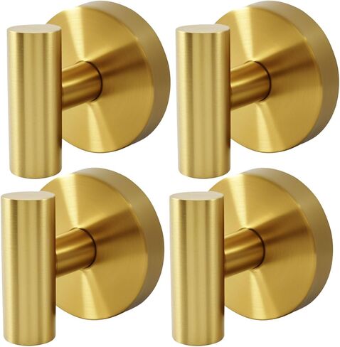4 Pack Heavy Duty Gold Suction Cup Hooks, Reusable Towel Hooks No-Drill, Stainless Steel Robe Towel Hook Holder for Bathroom/Hotel/Kitchen in Saudi Arabia