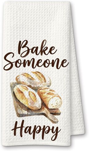 Funny Baking Hand Towels for Kitchen Bakery, Baking Lovers Gifts, Bread Baker Gifts Kitchen Towels, Bake Someone Happy Dish Tea Towel Drying Cloth, 16x24 Inch in Saudi Arabia