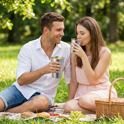 مجموعة أكواب وأكواب من الفولاذ المقاوم للصدأ مكونة من 8 قطع - 4 عبوات بوزن 8 أونصة + 4 عبوات بوزن 16 أونصة قابلة للتكديس، خالية من البيسفينول أ وغير قابلة للكسر 304 أكواب شرب معدنية للأطفال والكبار، للتخييم والنزهات الداخلية والخارجية in Kuwait