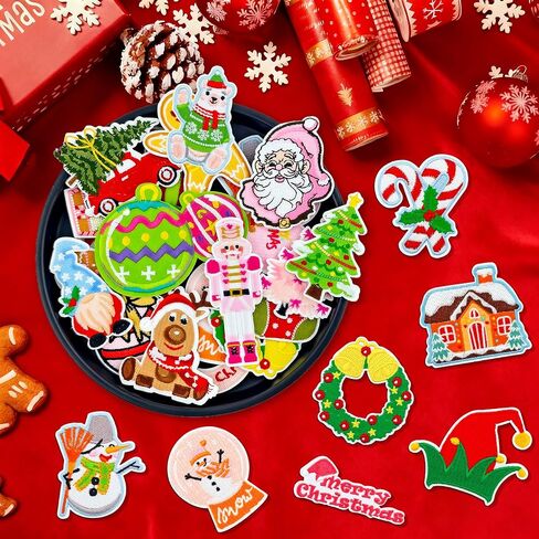 20 قطعة الحديد على بقع الشتاء الأزرق عيد الميلاد المطرزة زين بقع ثلج ندفة الثلج شجرة عيد الميلاد سانتا كلوز Crafts بها بنفسك الحرف للملابس in Kuwait