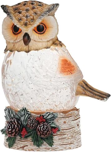 Christmas Owl Snow Globe Light up Swirling Glitter Snow Globe Lantern with Timer Battery Operated 5" Owl Figurines Holiday Decoration Gifts in Saudi Arabia