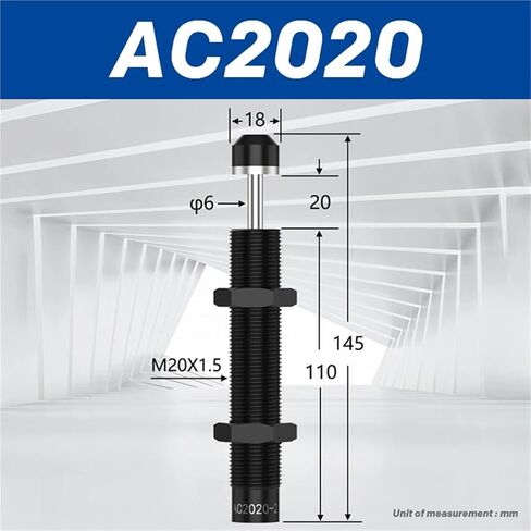 AC Series Adjustable Hydraulic Shock Absorber, Oil Buffer for Pneumatic Cylinders (Models: AC0806/AC1008/AC1410/AC1425/AC2575 etc.)(AC2020,-3 (Low Speed)) in Saudi Arabia