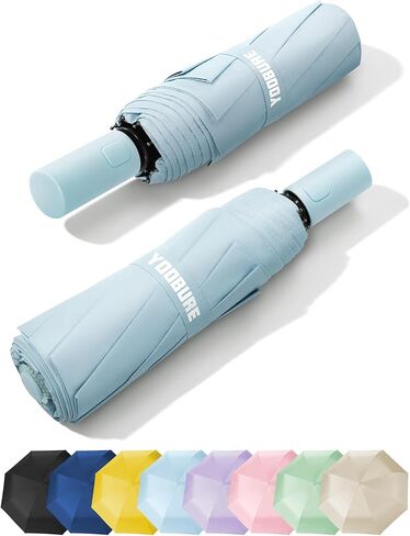 Yoobure Automatic Travel Umbrellas for Rain - Portable & Compact Umbrella for Backpack, Car, UV Umbrellas for Sun Protection, Windproof Folding Small Umbrella in Macaron for Kids, Women, Colorful in Saudi Arabia