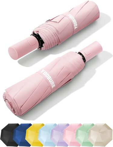 Yoobure Automatic Travel Umbrellas for Rain - Portable & Compact Umbrella for Backpack, Car, UV Umbrellas for Sun Protection, Windproof Folding Small Umbrella in Macaron for Kids, Women, Colorful in Saudi Arabia