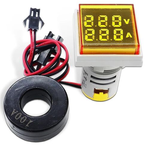 1 قطعة صغيرة 22 مم V A LED عرض مزدوج مربع الجهد والتيار متر AC50-500V 0-100A كاشف مؤشر فولت رقمي (أحمر) in Kuwait