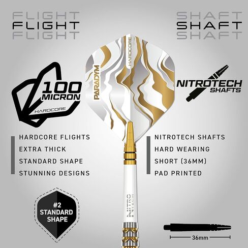 RED DRAGON Darts - Paradym Gold Series - 90% Professional Tungsten Darts Set - Includes Flights & Stems | 18g Soft Tip & Steel Tip 22g, 23g, 24g, 25g & 26g - Professional Dart Set in Saudi Arabia