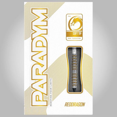 RED DRAGON Darts - Paradym Gold Series - 90% Professional Tungsten Darts Set - Includes Flights & Stems | 18g Soft Tip & Steel Tip 22g, 23g, 24g, 25g & 26g - Professional Dart Set in Saudi Arabia
