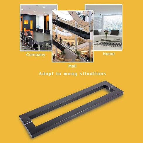 Heavy-Duty Square Tube Handle, Stainless Steel Office Glass Door Push-Pull Handle Home Barn Door Sliding Handrail, for Glass Door Shower Enclosure (Black 1200×1162mm) in Saudi Arabia