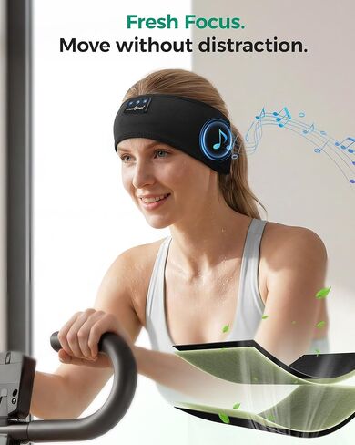 MUSICOZY 2 حزم قناع بلوتوث لسماعات الرأس، أقنعة العين مع عصابة رأس، سماعات نوم لعصابة الرأس النائمة الجانبية وقناع النوم مع سماعة رأس بلوتوث مثالية للنوم (أسود كلاسيكي) in Kuwait