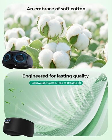 MUSICOZY 2 حزم قناع بلوتوث لسماعات الرأس، أقنعة العين مع عصابة رأس، سماعات نوم لعصابة الرأس النائمة الجانبية وقناع النوم مع سماعة رأس بلوتوث مثالية للنوم (أسود كلاسيكي) in Kuwait