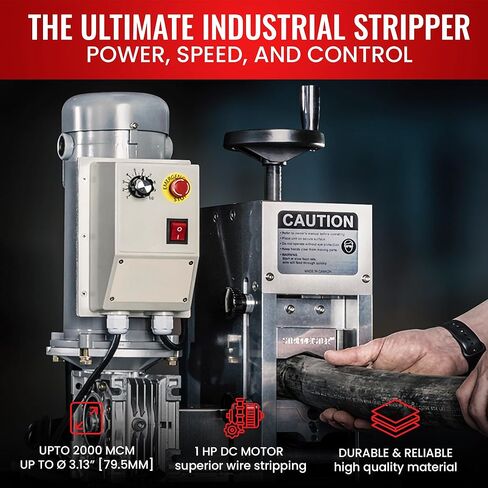 StripMeister E2000x Industrial Wire Stripping Machine – Wire Size Up to Ø3-1/8", Jam-Free, Automatic Wire Stripper with 1HP DC Motor, Speed Control in Kuwait