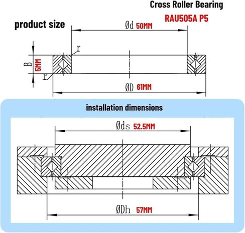 1PCS Cross Roller Bearing RAU505A P5 50X61X5MM in Kuwait