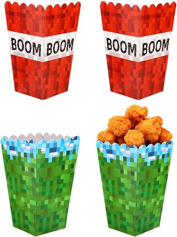 24pcs Pixel Popcorn Boxes, 12x7x5cm/4.72x2.76x1.97in Video Game Theme Party Snack Boxes Candy Snack Food Containers for Home Movie Theater in Saudi Arabia