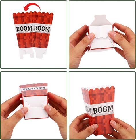 24pcs Pixel Popcorn Boxes, 12x7x5cm/4.72x2.76x1.97in Video Game Theme Party Snack Boxes Candy Snack Food Containers for Home Movie Theater in Saudi Arabia